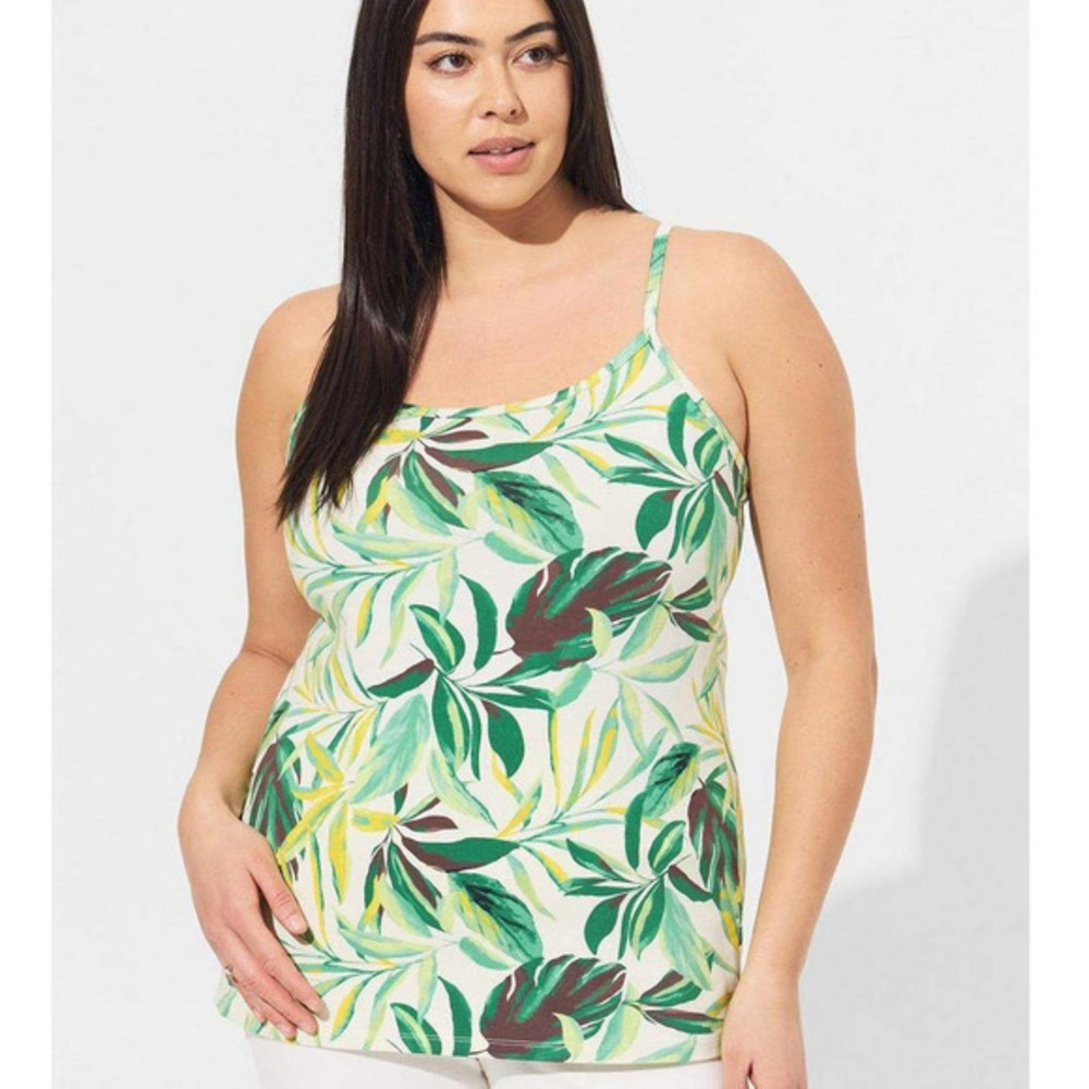 New Torrid 5 (5X 28) Tropical‎ Palm Leaves Stretchy Fitted Foxy Cami Tank Top